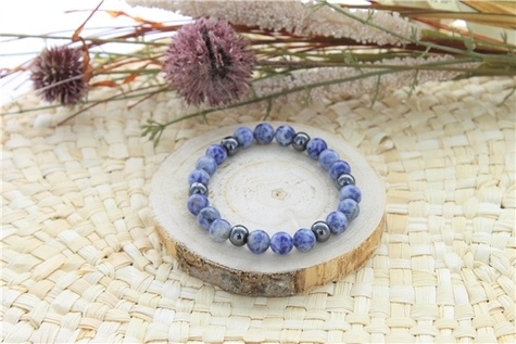 Emprunter BRACELET SODALITE ET HEMATITE PERLES RONDES 8 MM livre