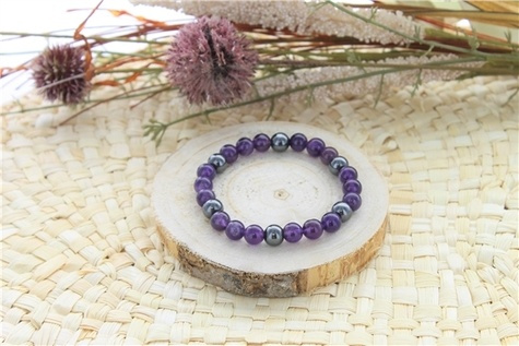 Emprunter BRACELET AMETHYSTE ET HEMATITE PERLES RONDES 8 MM livre