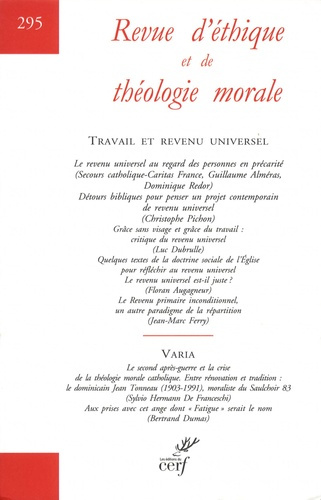 Emprunter Revue d'éthique et de théologie morale N° 295, septembre 2017 : Travail et revenu universel livre