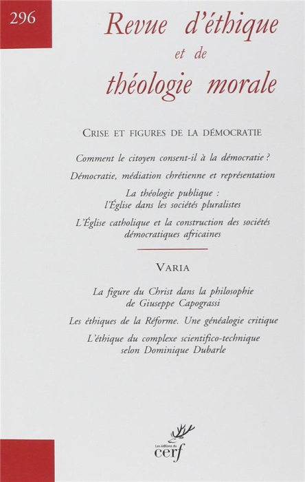 Emprunter Revue d'éthique et de théologie morale N° 297 livre