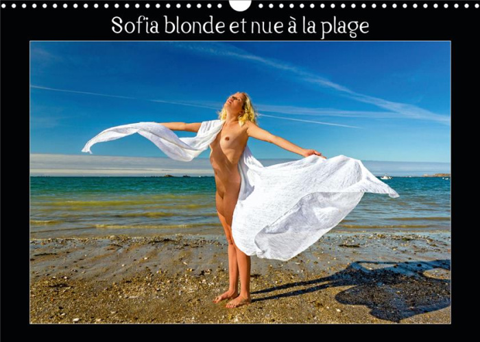 Emprunter Sofia blonde et nue à la plage. Photos érotiques d'une jeune femme nue, blonde aux yeux bleus, nue, livre