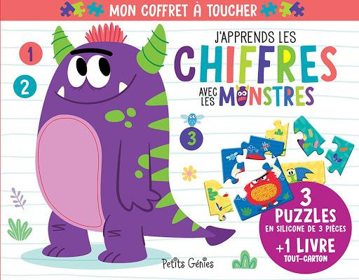 Emprunter J'apprends les chiffres avec les monstres. Coffret avec 3 puzzles en silicone de 3 pièces et 1 livre livre
