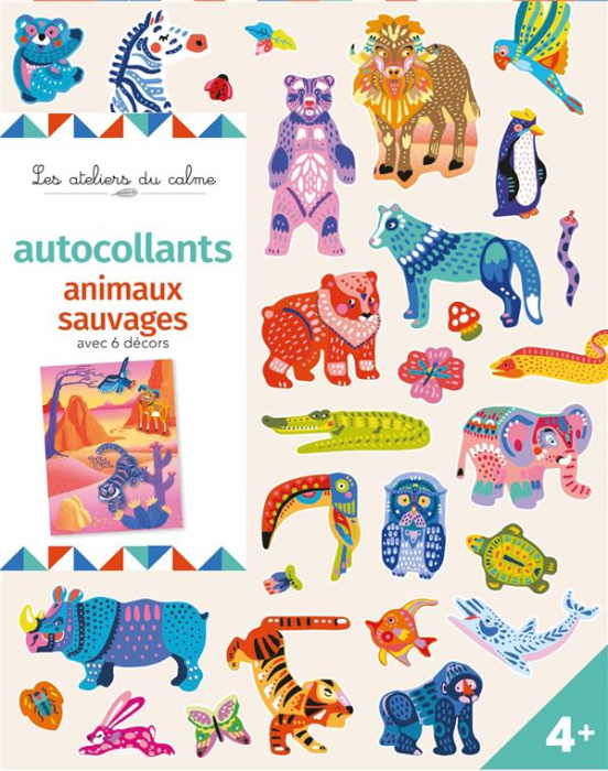 Emprunter Autocollants animaux sauvages. Avec 6 décors livre