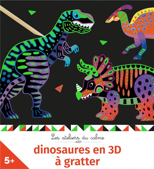 Emprunter Dinosaures en 3D à gratter. Avec un stylet en bois et 4 dinosaures livre