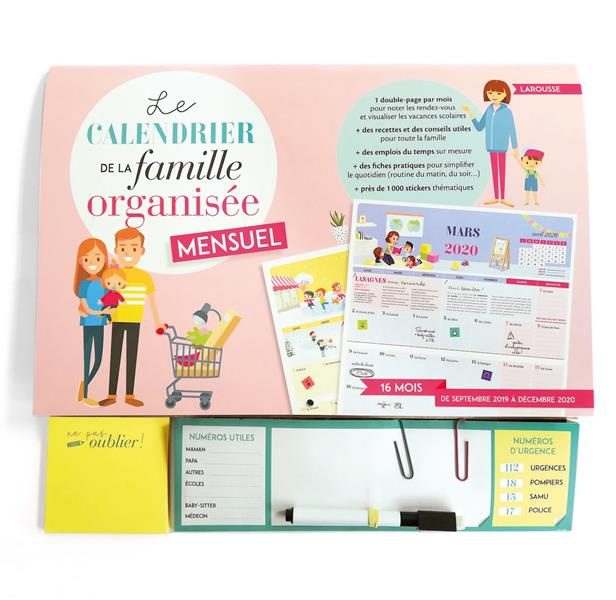 Emprunter Le calendrier de la famille organisée mensuel. Avec un feutre effaçable, Edition 2019-2020 livre
