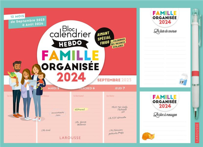 Emprunter Bloc calendrier hebdo famille organisée. 12 mois, de septembre 2023 à août 2024. Avec un critérium, livre