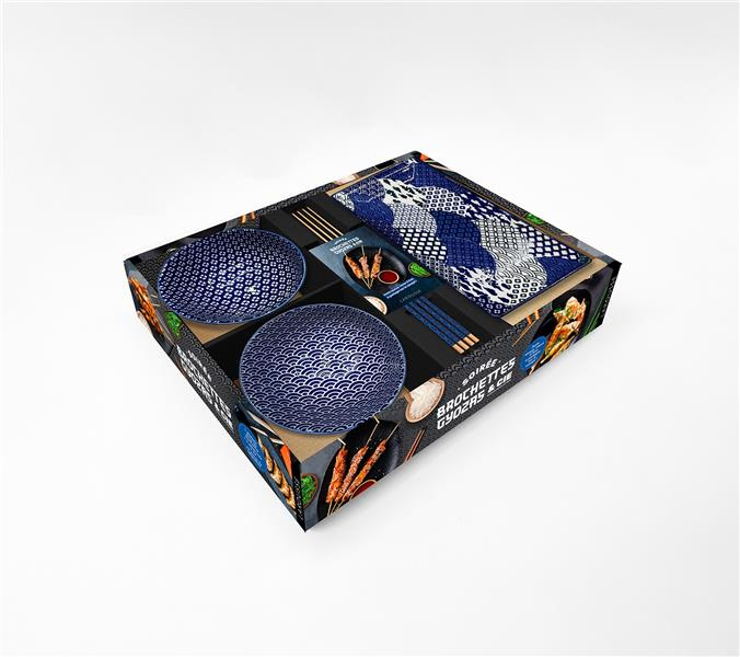 Emprunter Soirée brochettes, gyozas & cie. Coffret avec 1 plateau, 2 bols, 2 paires de baguettes et 1 livret d livre