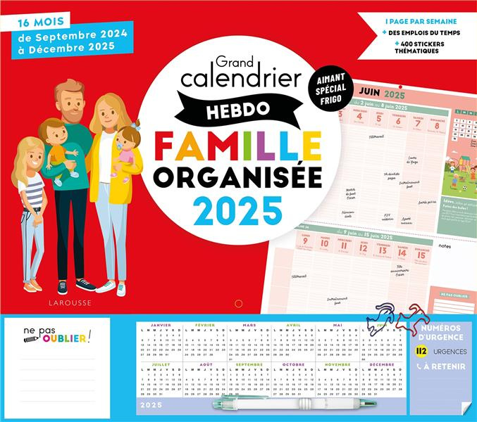 Emprunter Grand calendrier hebdo Famille organisée. 16 mois, de Septembre 2023 à Décembre 2024. Avec 1 critéri livre