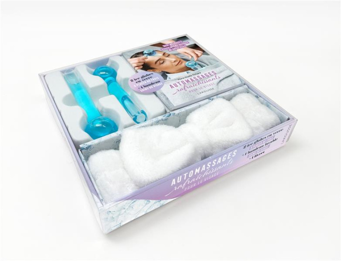 Emprunter Automassages rafraîchissants pour le visage. Coffret avec 2 ice globes en verre, 1 bandeau soins du livre