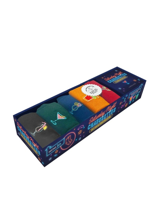 Emprunter Saturday night chaussettes. Coffret avec 5 paires de chaussettes brodées taille 38-42 et 1 livret de livre