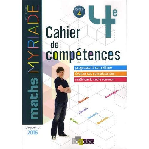 Emprunter Mathématiques 4e Myriade. Cahier de compétences, Edition 2018 livre
