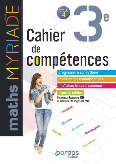 Emprunter Maths 3e Myriade Cycle 4. Cahier de compétences, Edition 2019 livre