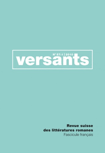 Emprunter REVUE VERSANTS N 57/1. FASCICULE FRANCAIS. LA LITTERATURE AU PREMIER DEGRE livre