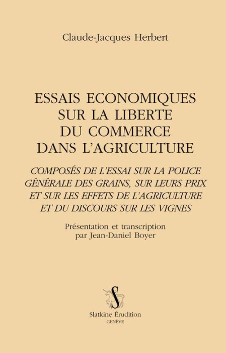 Emprunter ESSAIS ECONOMIQUES SUR LA LIBERTE DU COMMERCE DANS L'AGRICULTURE. livre