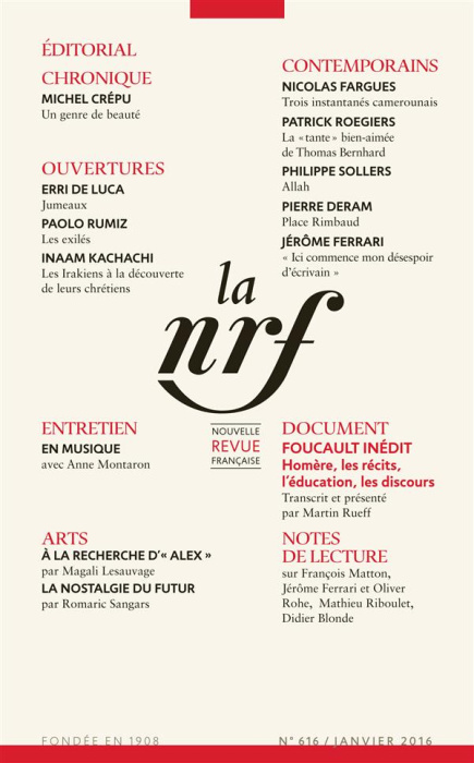 Emprunter La Nouvelle Revue Française N° 616, Janvier 2016 livre