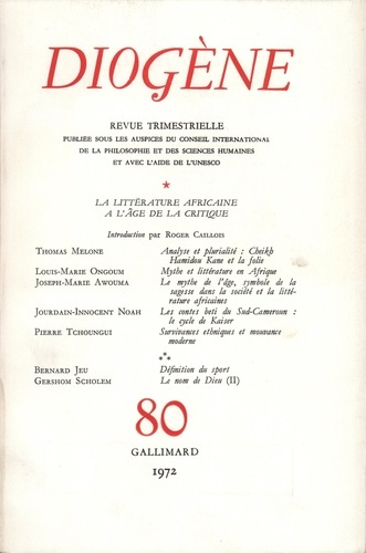 Emprunter Diogène N° 80 : La littérature africaine à l'âge de la critique livre