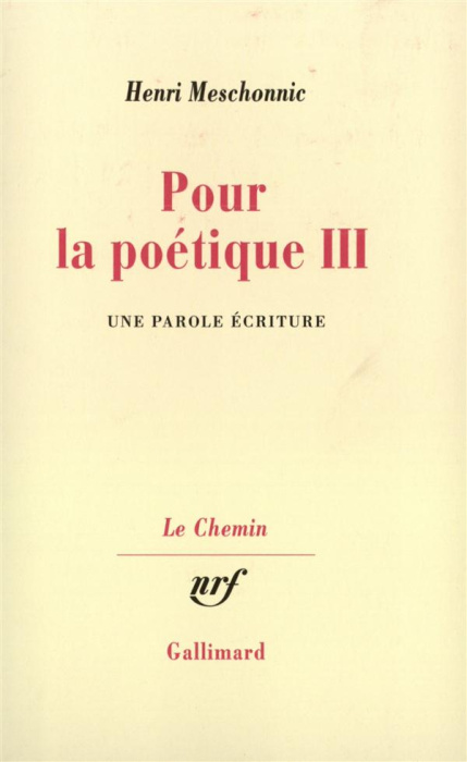 Emprunter Pour la poétique. Tome 3, Une parole écriture livre