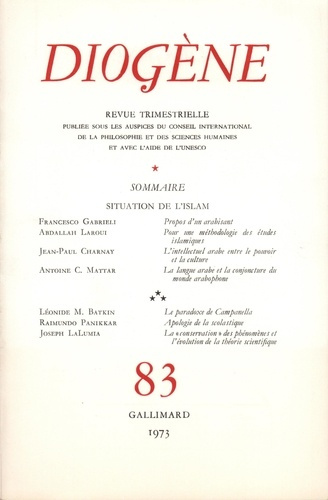 Emprunter Diogène N° 83, avril-juin 1973 livre