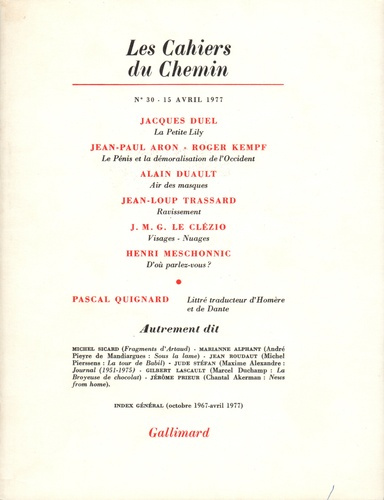 Emprunter Les cahiers du Chemin N° 30, 15 Avril 1977 livre