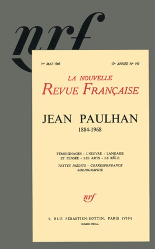 Emprunter La Nouvelle Revue Française/1971969/Jean Paulhan (1884-1968) livre