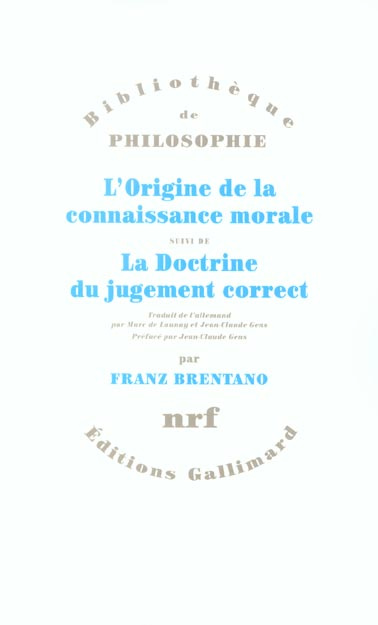 Emprunter L'origine de la connaissance morale suivi de La doctrine du jugement correct livre