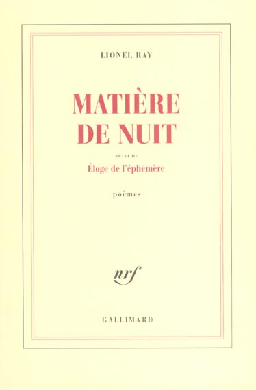 Emprunter Matière de nuit suivi de Eloge de l'éphémère livre
