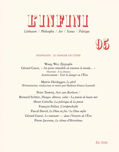 Emprunter L'infini N° 95, Eté 2006 : Heidegger: le danger en l'être livre