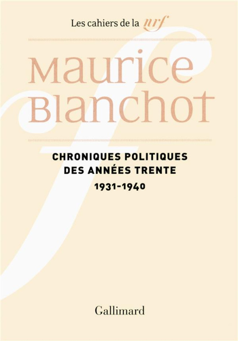 Emprunter Chroniques politiques des années trente (1931-1940) livre