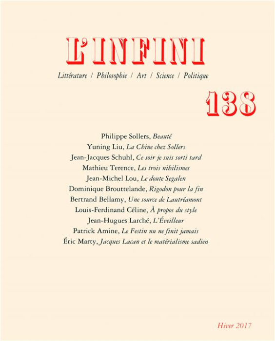 Emprunter L'infini N° 138, hiver 2017 : Beauté livre