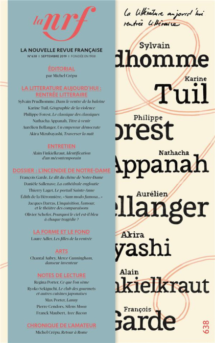 Emprunter La Nouvelle Revue Française N° 638, septembre 2019 : L'incendie de Notre-Dame livre