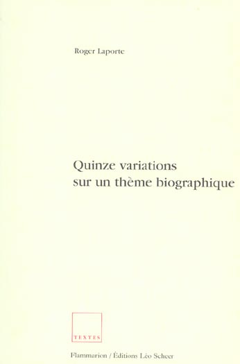 Emprunter Quinze variations sur un thème biographique livre