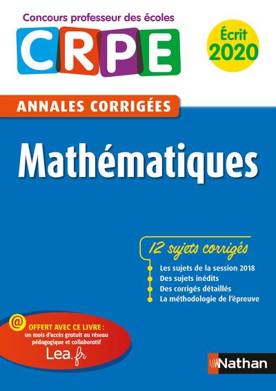 Emprunter Mathématiques. Annales corrigées écrit CRPE, Edition 2020 livre