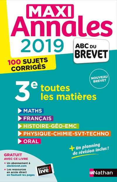 Emprunter Toutes les matières 3e. 100 sujets corrigés, Edition 2019 livre