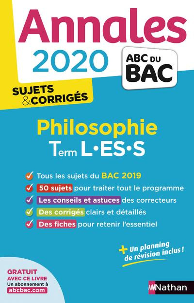 Emprunter Philosophie Tle L-ES-S. Sujets & corrigés, Edition 2020 livre