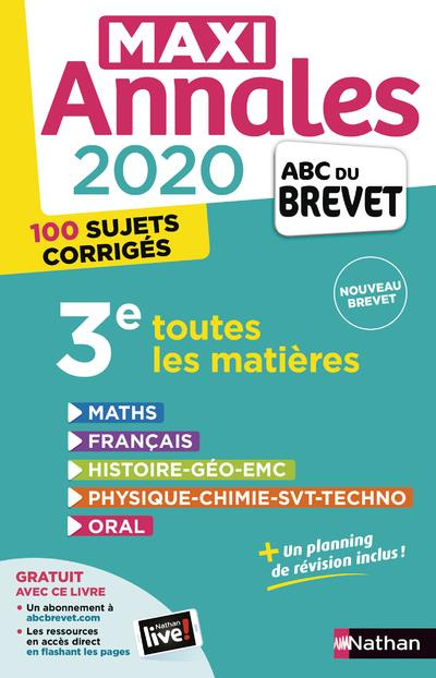 Emprunter Maxi Annales 3e. Avec 100 sujets corrigés, Edition 2020 livre