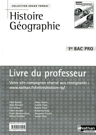 Emprunter Histoire Géographie 1e Bac Pro. Livre du professeur livre