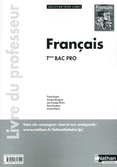 Emprunter Français Term Bac Pro Entre-lignes. Livre du professeur livre