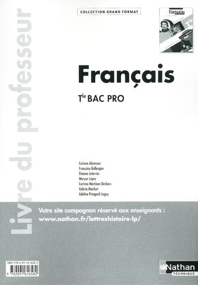 Emprunter Français Tle Bac Pro. Livre du professeur livre