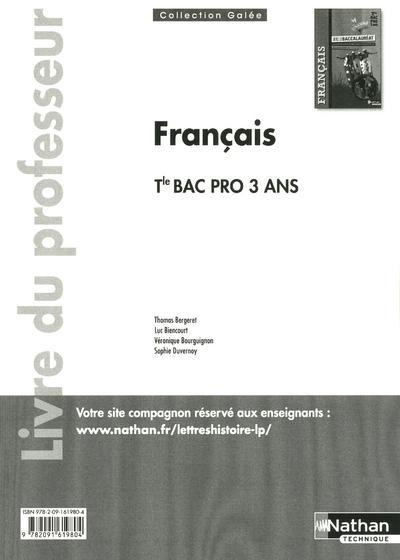 Emprunter Français Tle Bac pro 3 ans. Livre du professeur livre