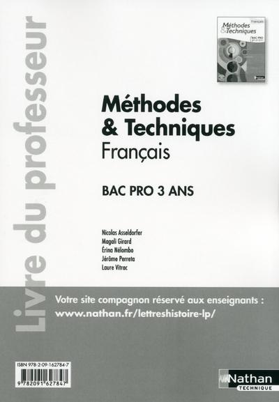 Emprunter Méthodes & Techniques Français Bac Pro. Livre du professeur livre