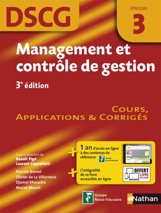 Emprunter Management et contrôle de gestion, épreuve 3 DSCG. Manuel applications et corrigés, Edition 2016 livre