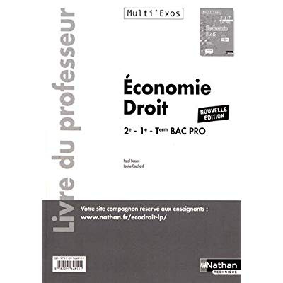 Emprunter Economie-Droit 2de-1re-Tle Bac Pro Multi'Exos. Livre du professeur, Edition 2017 livre
