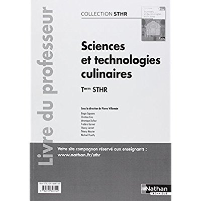 Emprunter Sciences et technologies culinaires Tle STHR. Livre du professeur, Edition 2017 livre