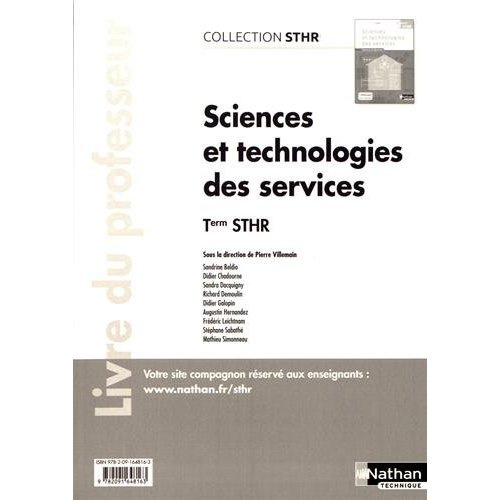 Emprunter Sciences et technologies des services Tle STHR. Livre du professeur, Edition 2017 livre