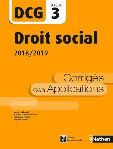 Emprunter Droit social DCG 3. Corrigés des applications, Edition 2018-2019 livre