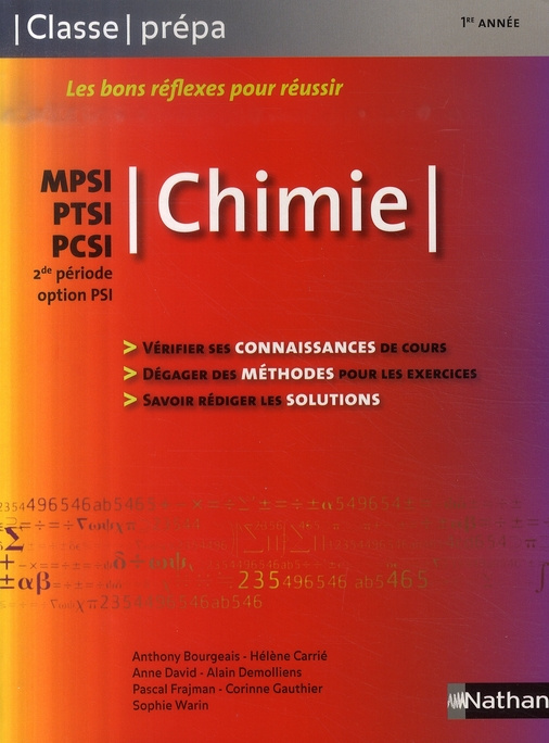 Emprunter 1 ère année de classe préparatoire . chimie MPSI/PTSI/PCSI 2e période, Edition 2007 livre