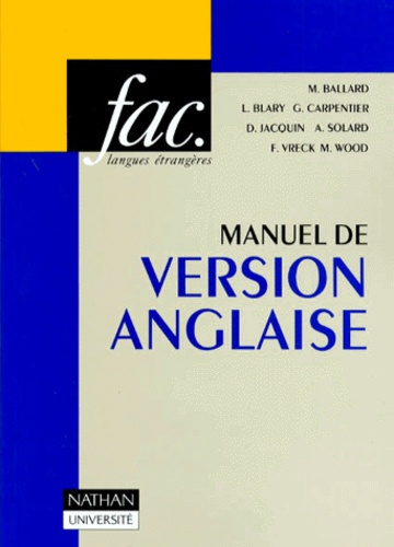 Emprunter MANUEL DE VERSION ANGLAISE livre