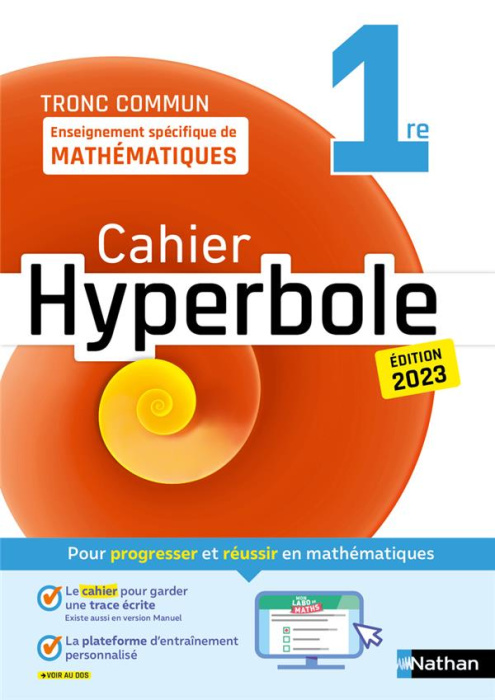 Emprunter Enseignement spécifique de mathématiques tronc commun 1re Hyperbole. Cahier, Edition 2023 livre