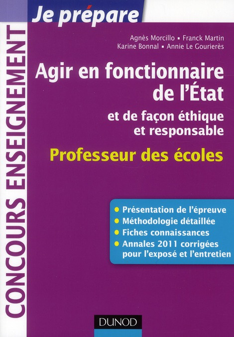 Emprunter AGIR EN FONCTIONNAIRE DE L'ETAT ET DE FACON ETHIQUE ET RESPONSABLE - PROFESSEUR DES ECOLES - FICHES livre