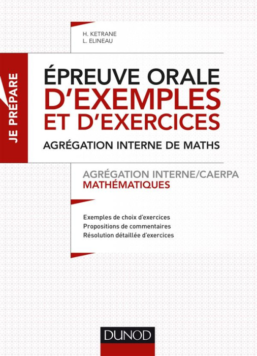 Emprunter EPREUVE ORALE D'EXEMPLES ET D'EXERCICES - AGREGATION INTERNE/CAERPA MATHEMATIQUES livre